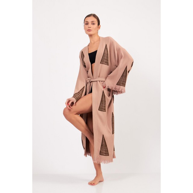 Slouchy geometric knitted robe