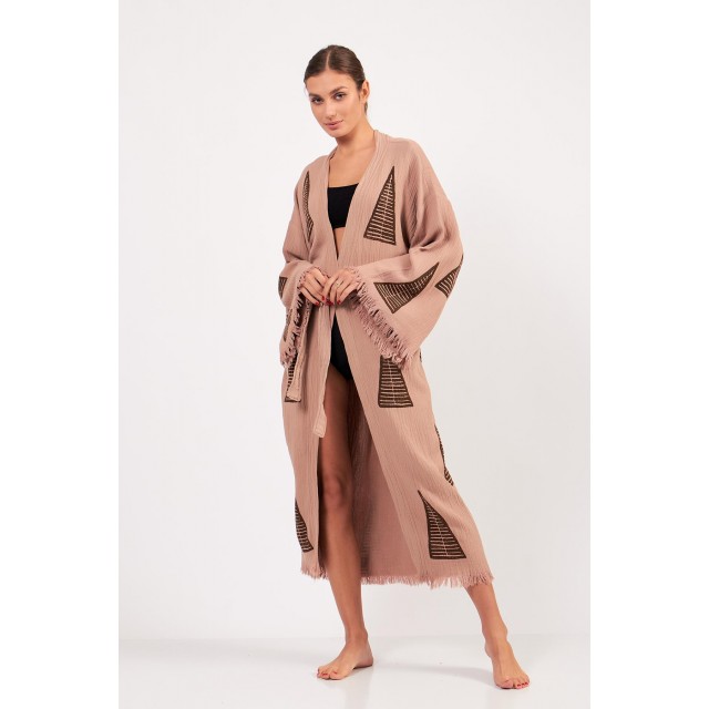 Slouchy geometric knitted robe