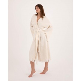 Animal embroidered raw-edge bathrobe
