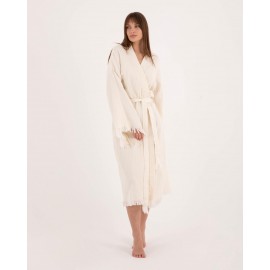 Animal embroidered raw-edge bathrobe