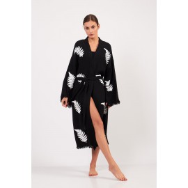 Fern Leaf Jacquard Lace-Up Robe