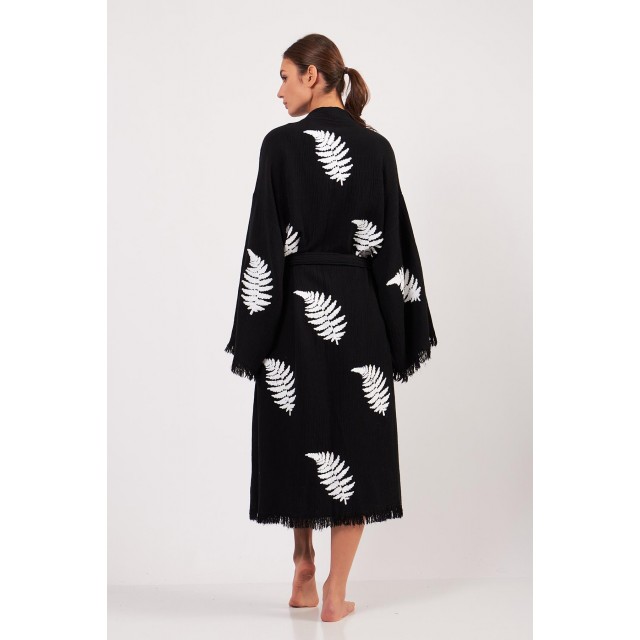 Fern Leaf Jacquard Lace-Up Robe