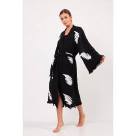 Fern Leaf Jacquard Lace-Up Robe