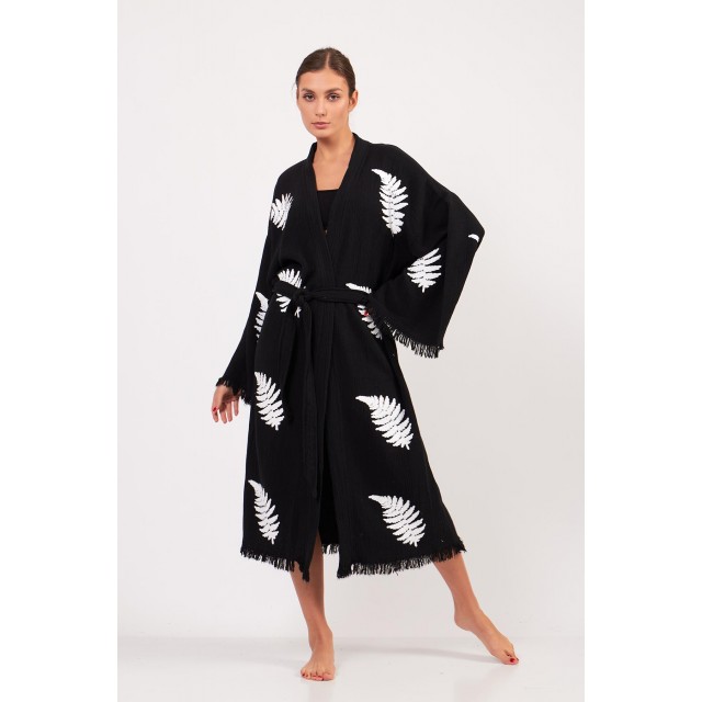 Fern Leaf Jacquard Lace-Up Robe