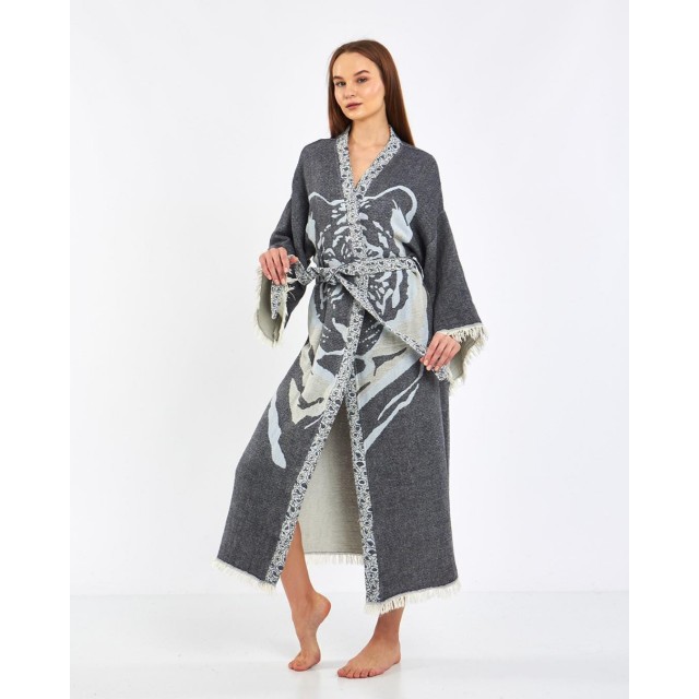 Grey tiger print robe