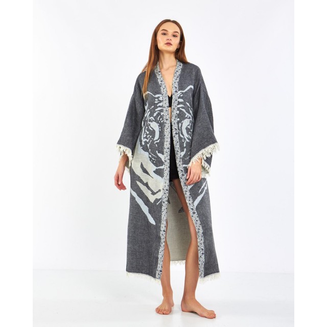 Grey tiger print robe
