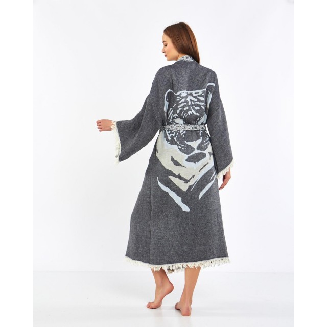 Grey tiger print robe