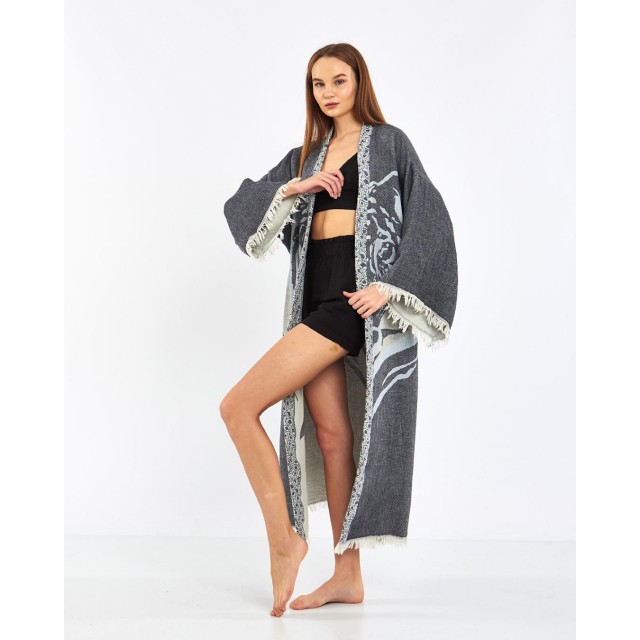 Grey tiger print robe