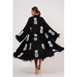 Pineapple jacquard-knit bathrobe