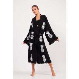 Pineapple jacquard-knit bathrobe