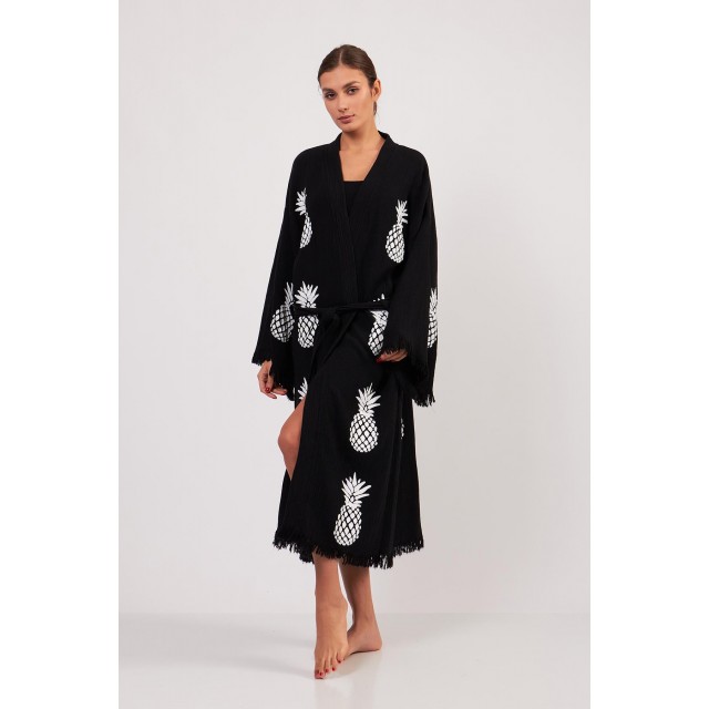 Pineapple jacquard-knit bathrobe