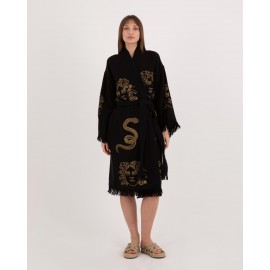 Black snake print kimono bathrobe